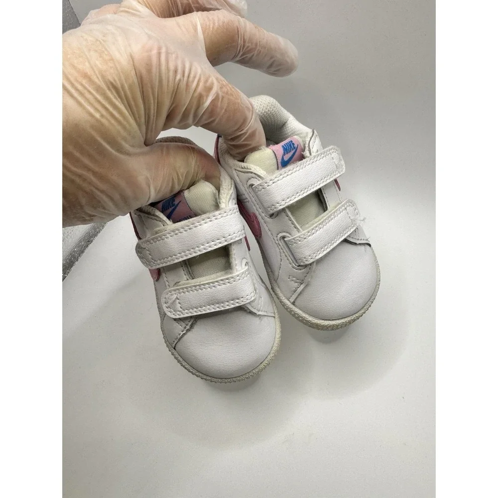 Nike Court Royale Toddler Girl 4C White Pink Blue Sneakers Active Running Shoes - Picture 6 of 6